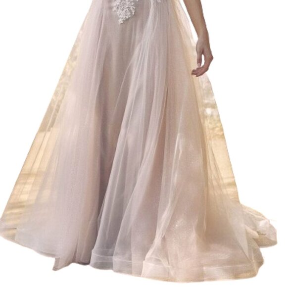 NWT Nox Anabel C1107W Tulle Prom Dress White & Nude Size 2 - Picture 3 of 8